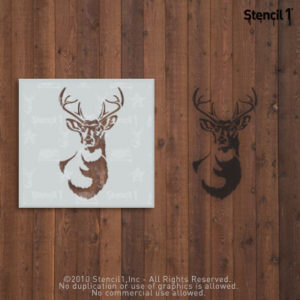 antlered deer large stencil stenciled wooded wall