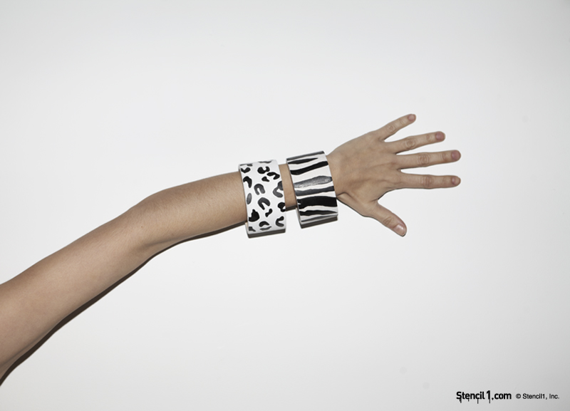 Zebra stencil leopard stencil stenciled bangles