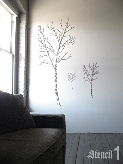 BIRCH TREE Wall Stencil 