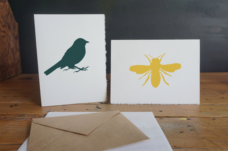 Birds & Bees Stencil stenciled cards