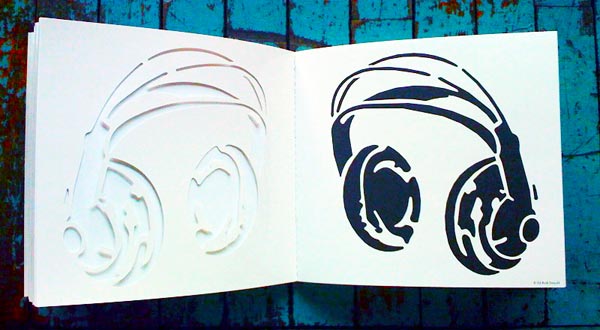 Book open Stencils stencil101 decor headphones stencil stenciled