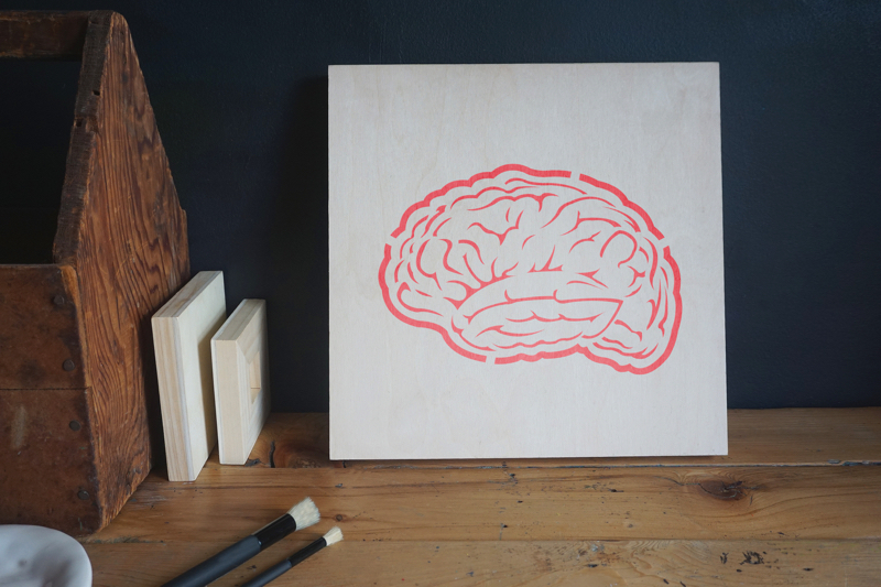 brain stencil applied