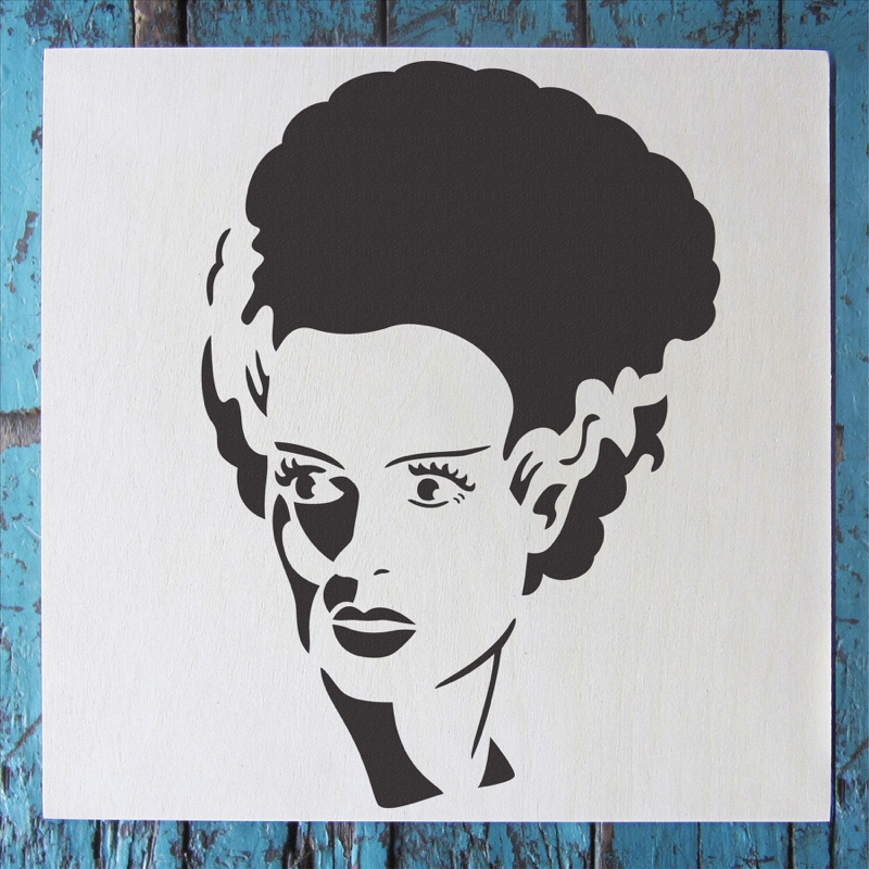 Bride of Frankenstein Stencil applied.