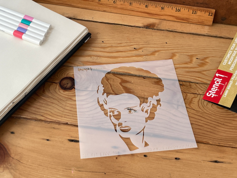 Bride of Frankenstein Stencil - Small (5.75"x6") - Image 4