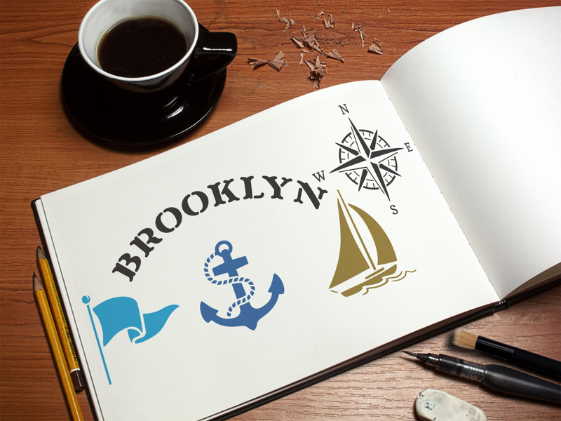 brooklyn nautical stencil applied in journal