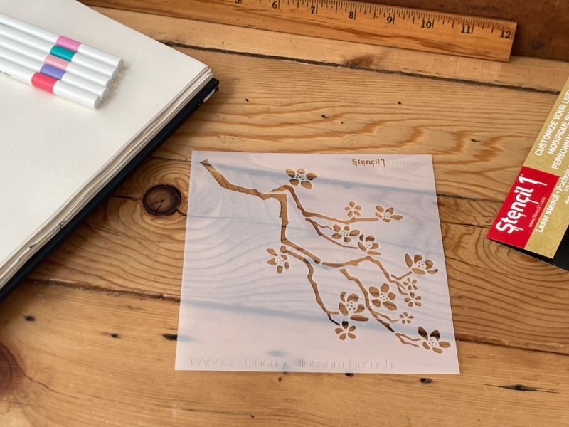 Cherry Blossom Branch Stencil -Small (5.75"x6") - Image 3