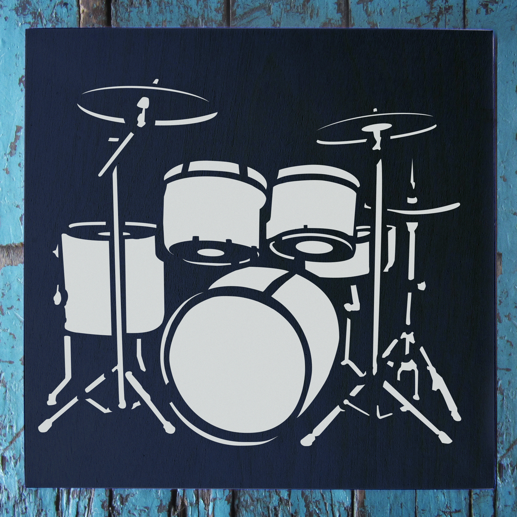 Drum Set Stencil Applied