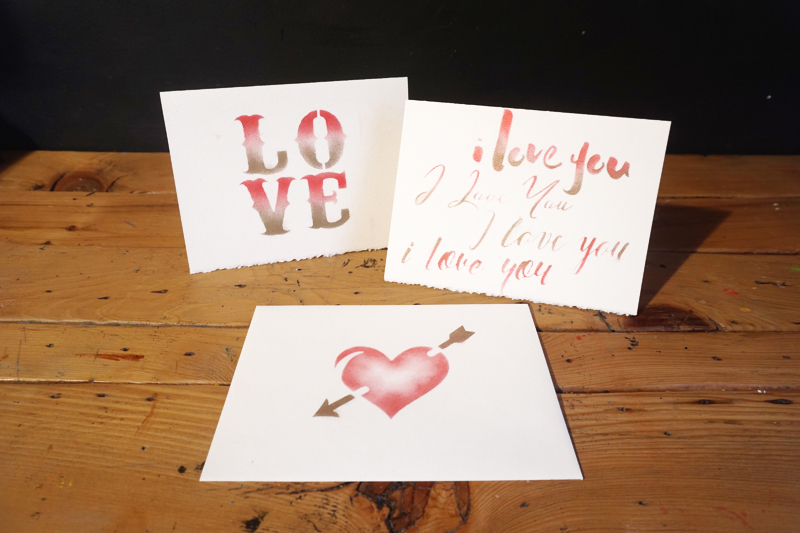 Valentine’s Stencil Stenciled Cards