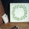 eucalyptus leaf wreath stencil applied