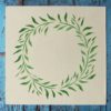 eucalyptus leaf wreath stencil applied