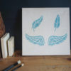 feathers stencil applied