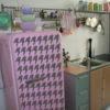 houndstooth repeat pattern stencil stenciled pink fridge