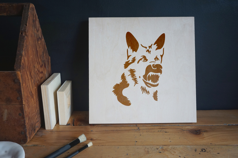 german shepard stencil applied