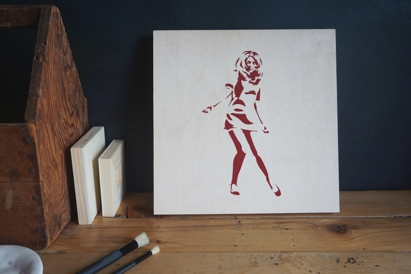Go Go Girl Stencil applied