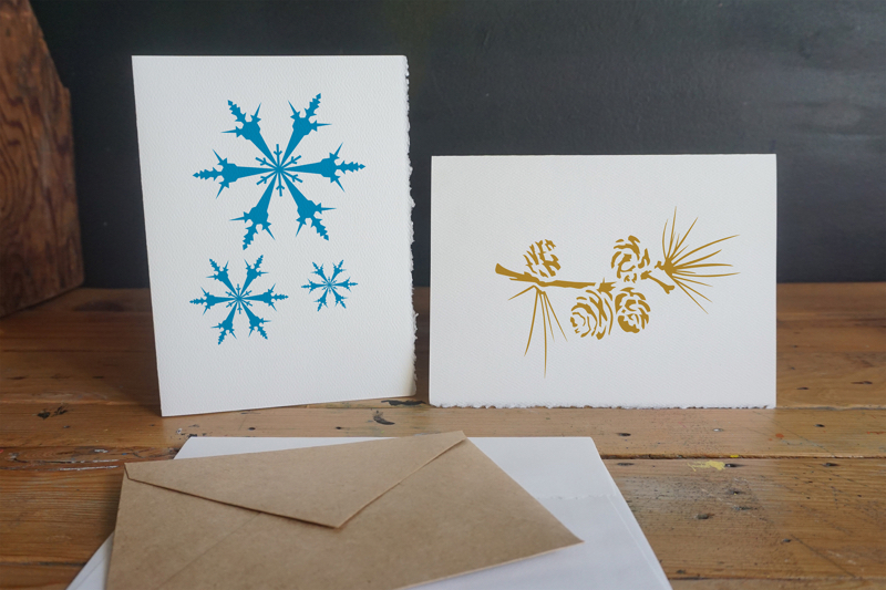 Winter Holiday Stencil Stenciled Cards