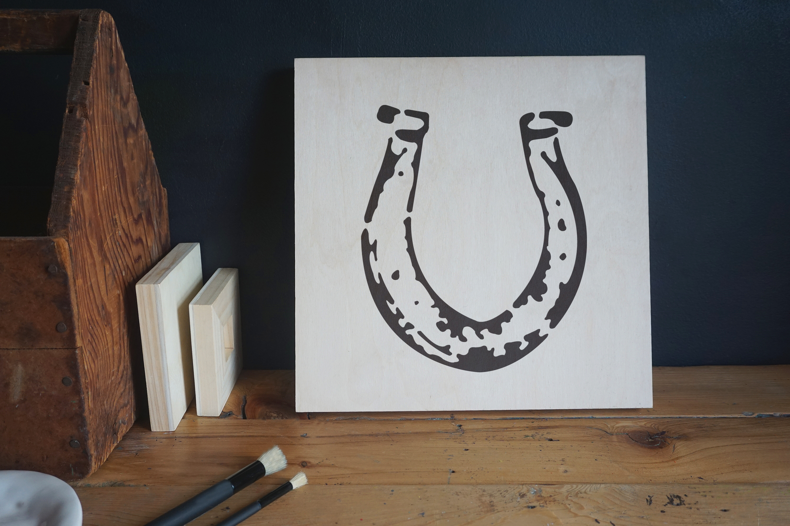 Horse Shoe Stencil Applied