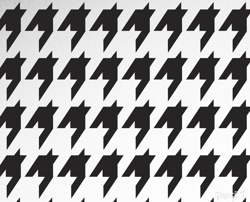 houndstooth repeat pattern stencil black & white applied
