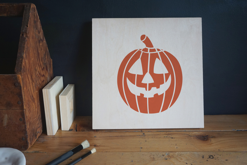 Jack-o-Lantern Happy Stencil applied