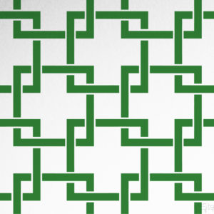 Square Lattice Repeat Pattern Stencil applied white and green