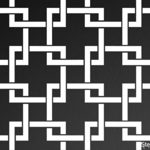 Square Lattice Repeat Pattern Stencil applied white and black