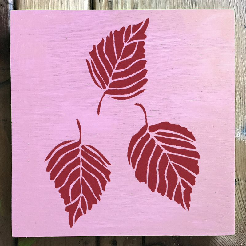leaves stencil applied