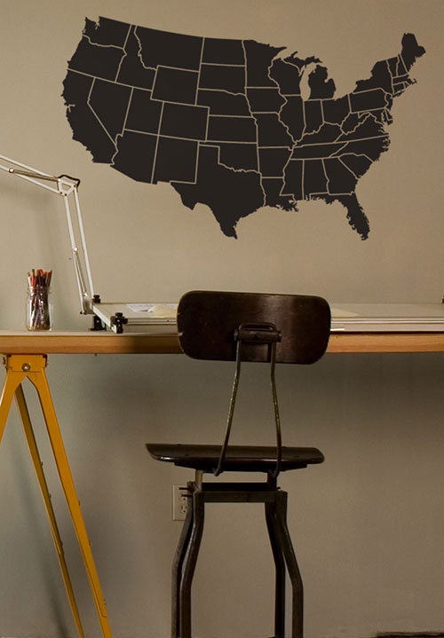USA Map Stencil Stenciled Wall