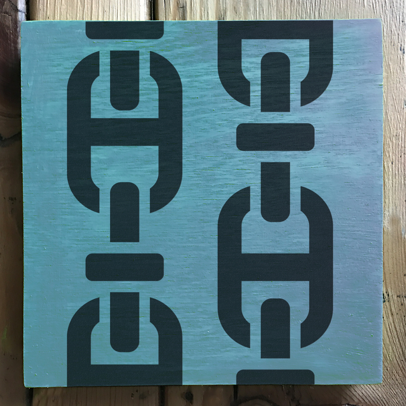 nautical chains stencil applied