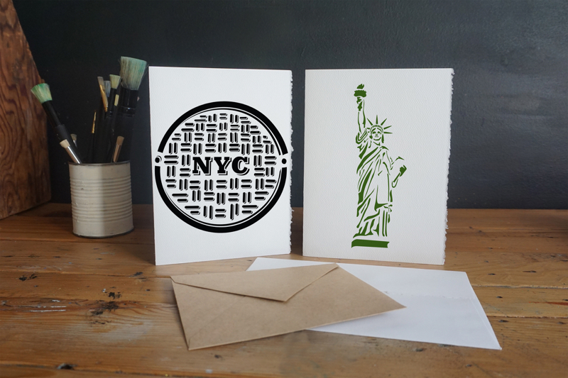 NYC Stencil pack stenciled cards
