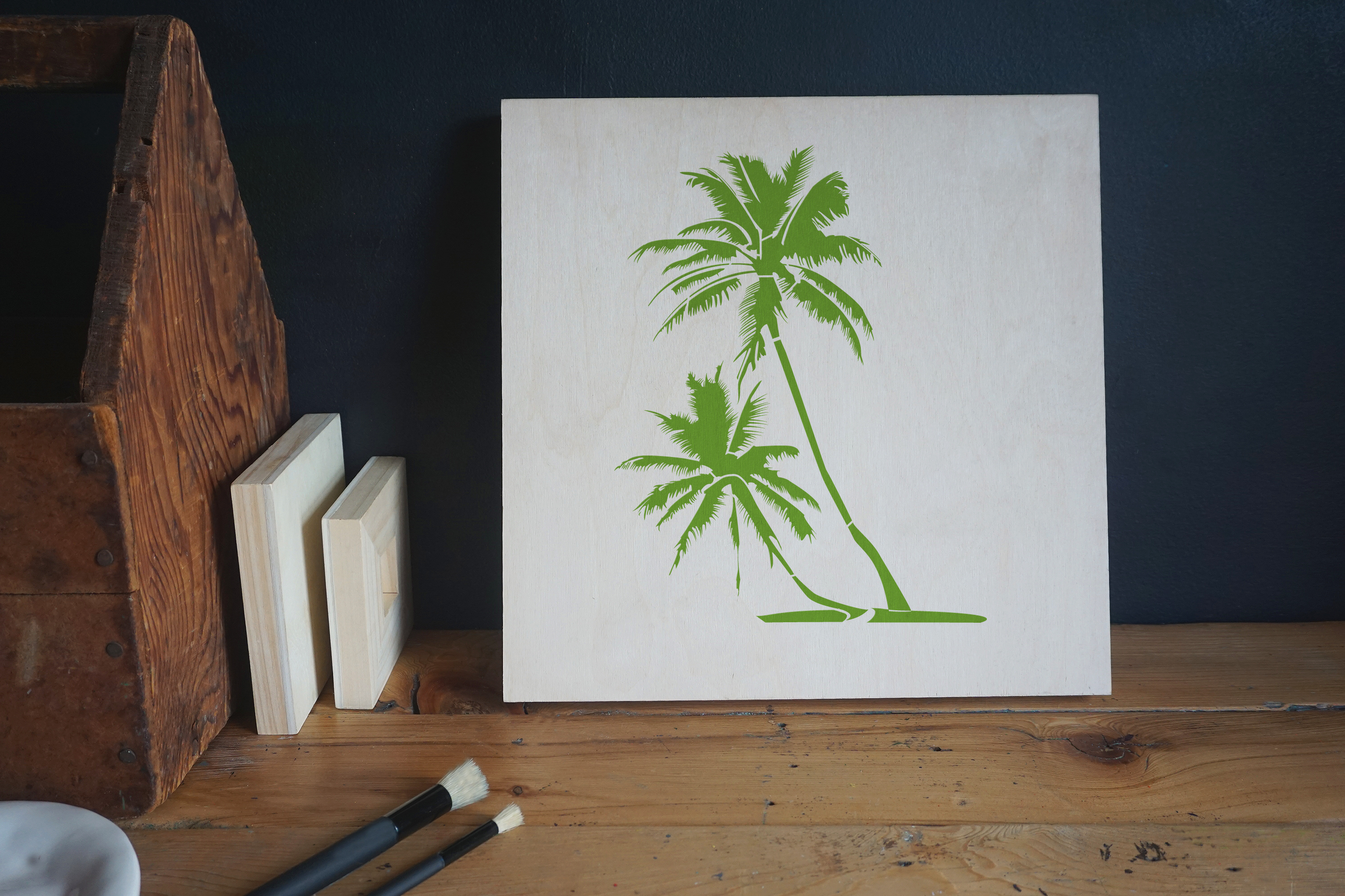 Palm Tree Stencil Applied