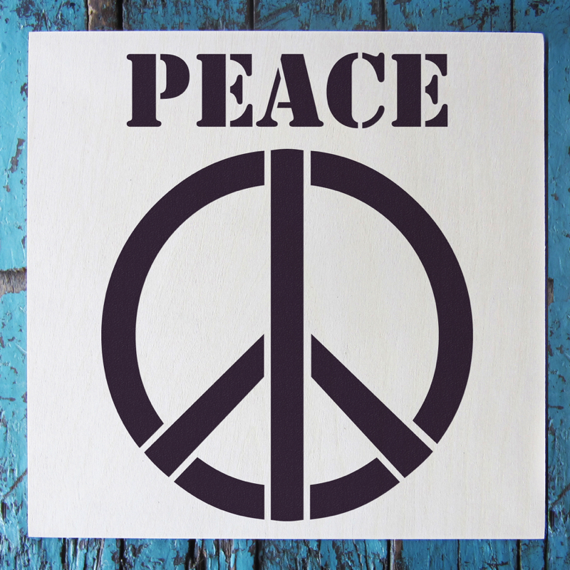 peace sign stencil applied