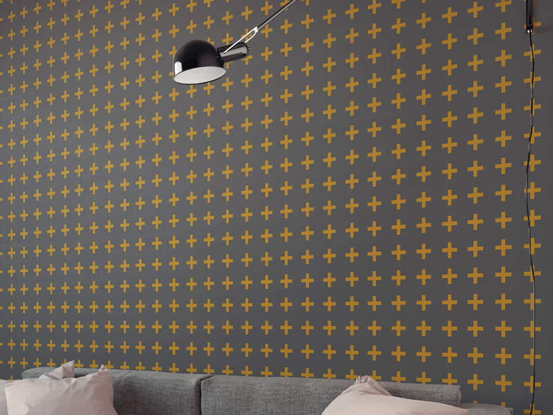 Plus Stencil applied on wall