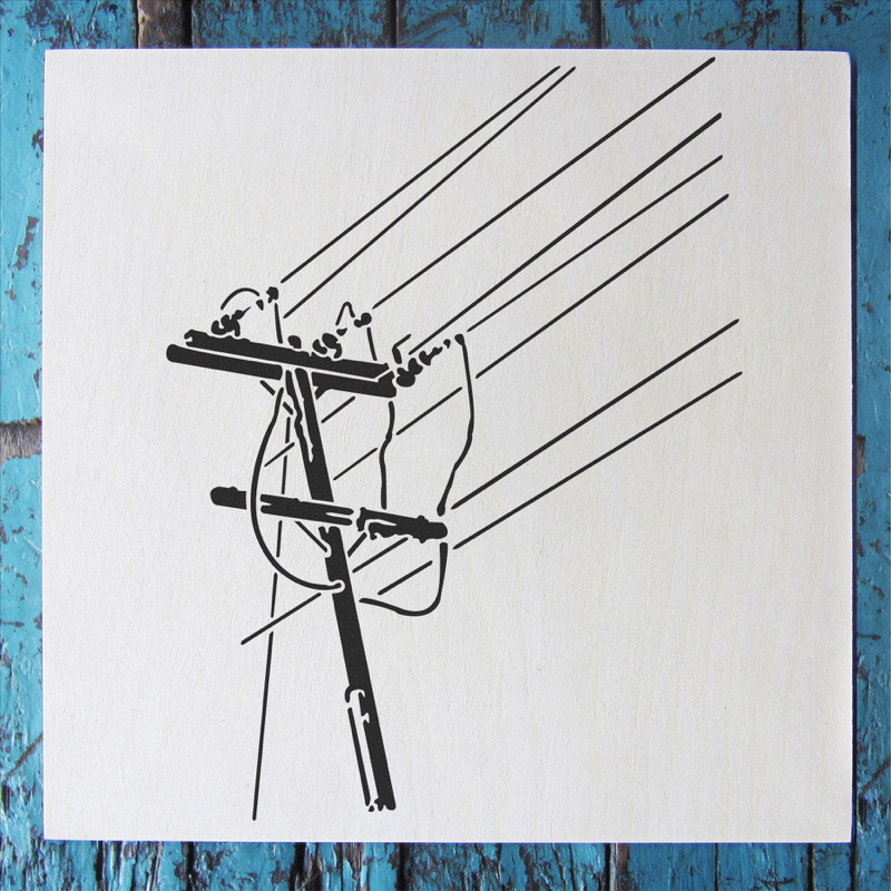 powerlines stencil applied