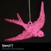 swallow stencil painted ornament pink reinvent the holidays