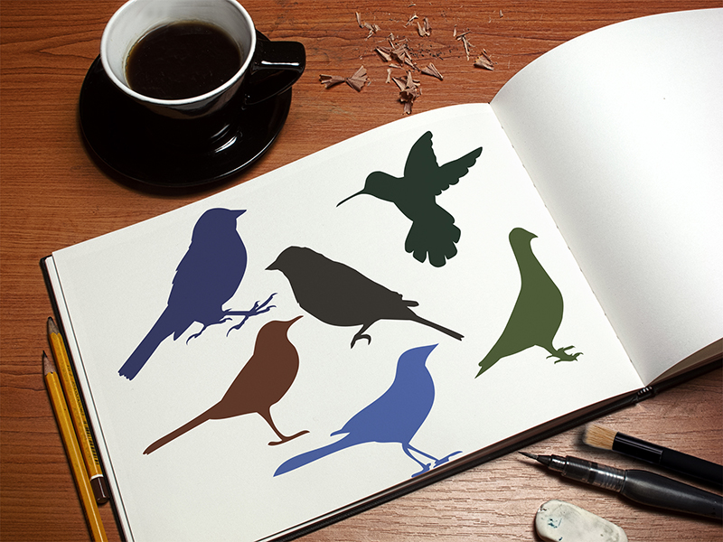 Bird Silhouettes Stencil Stencil1 Stenciled