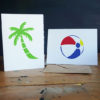 beach stencil stenciled cards