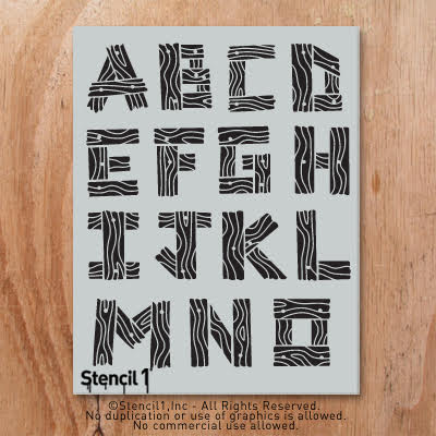 Wood Font Stencil | Stencil 1
