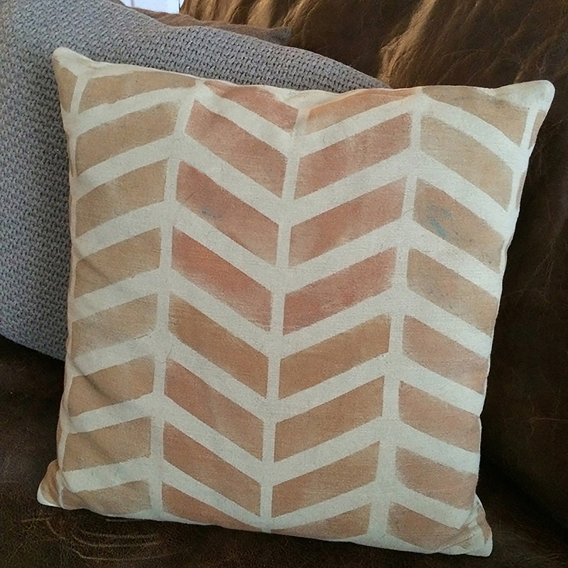 Chevron Repeat Pattern Stencil stenciled pillow