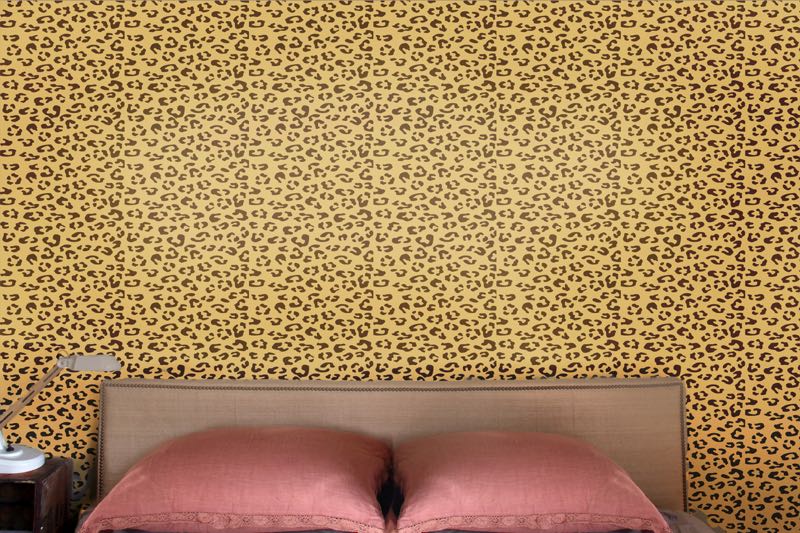 leopard repeat stencil stenciled wall