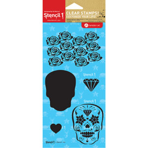 Day of the Dead Skull, Roses, Diamond + Heart Stamp Set