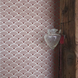 scallops stencil applied on wall