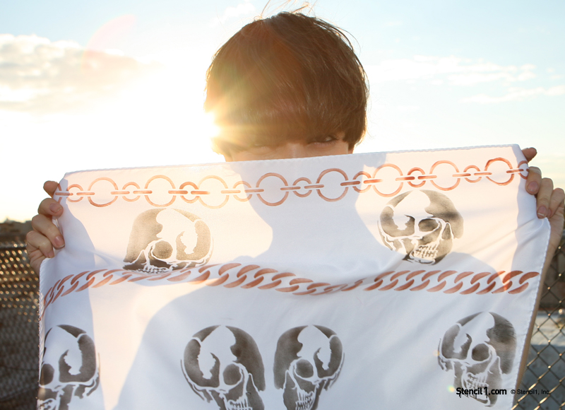 stencil1 scarf stenciled skull stencil Repeat Fashion Chains Stencil