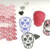 Day of the Dead Skull, Roses, Diamond + Heart Stamp Set applied