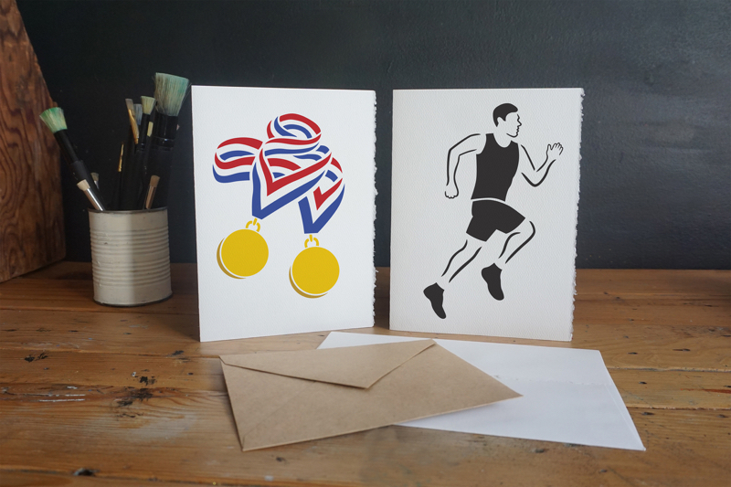 Track stencil stenciled cards