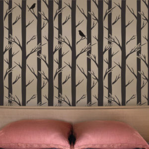 Trees Repeat Pattern Stencil Stenciled Wall
