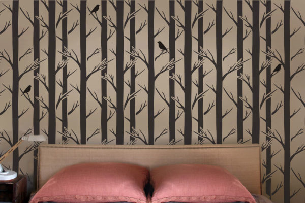 Trees Repeat Pattern Stencil Stenciled Wall