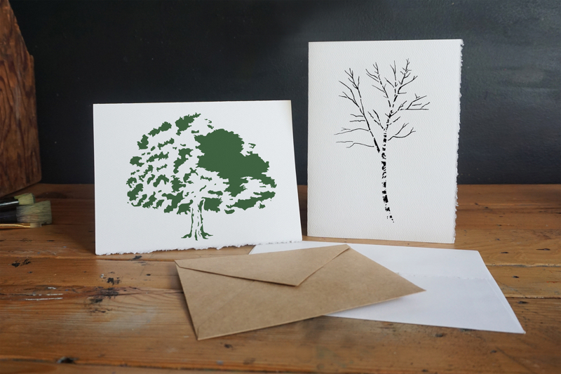 Tree Stencil Stenciled Cards