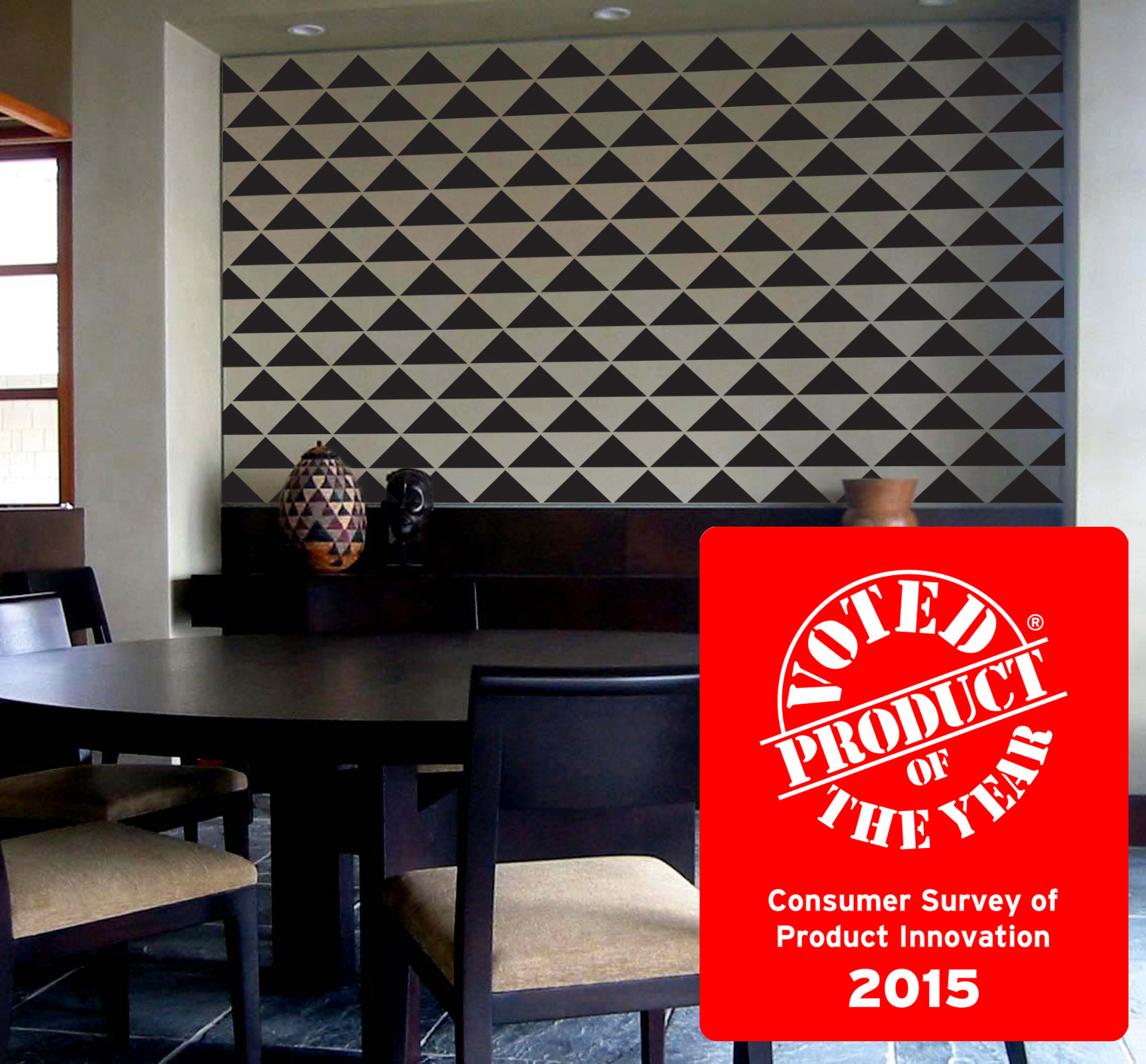 triangles staggered stencil applied on wall voted product of the year