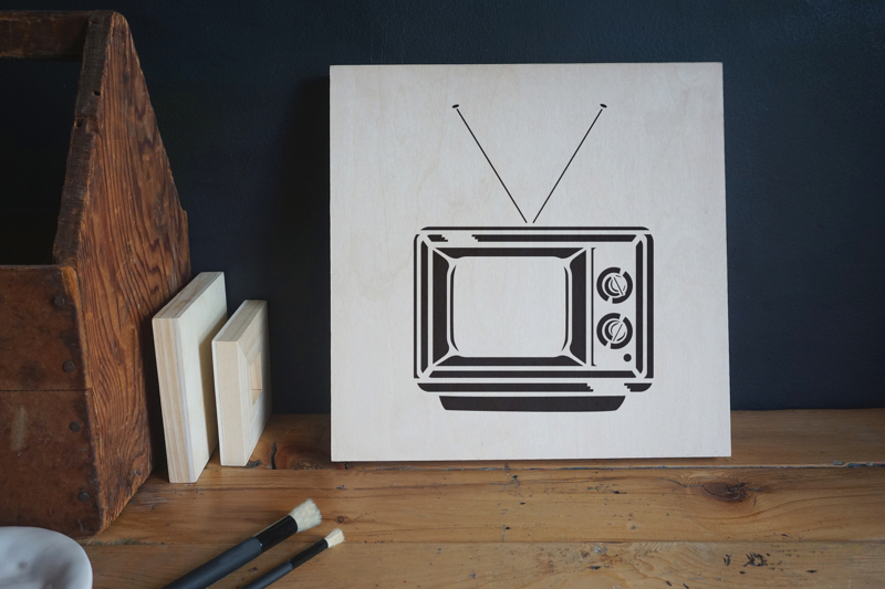 TV Retro Stencil Applied