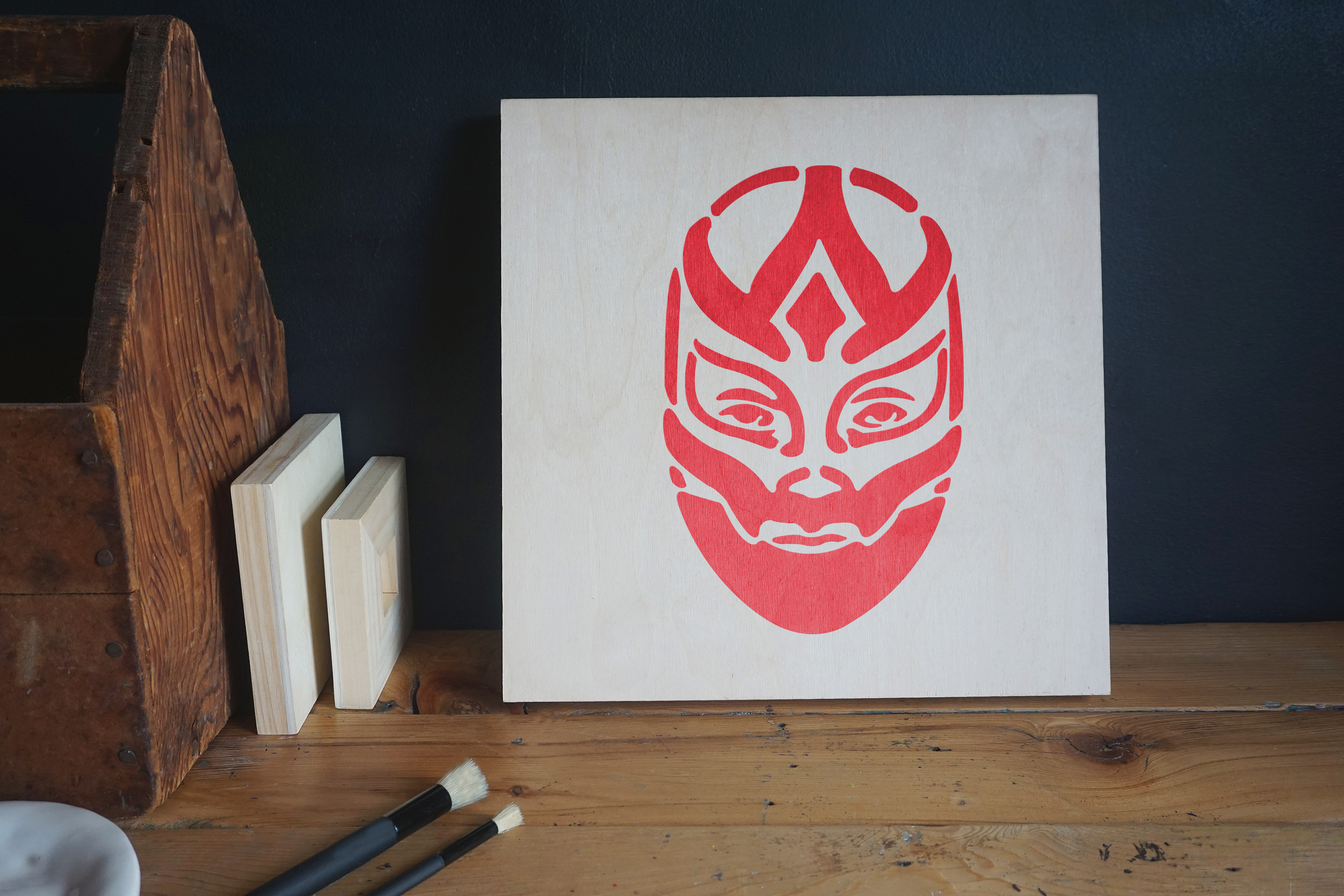 Wrestler Mask Stencil Applied