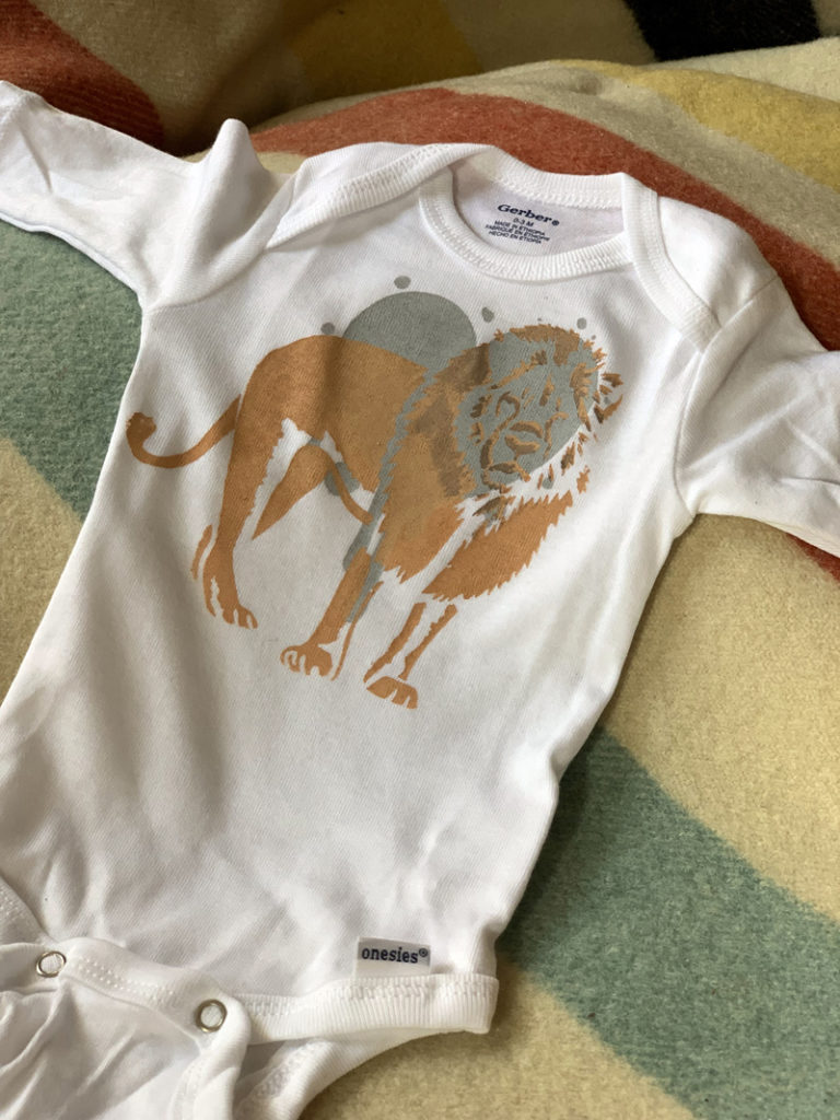 Lion Stencil Stenciled Onesie